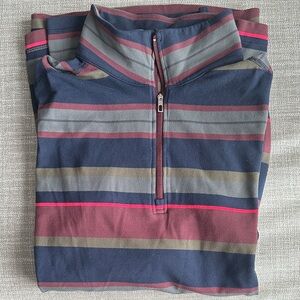 lululemon athletica Men's Striped Half-Zip Pullover - Navy, Burgundy & Gray